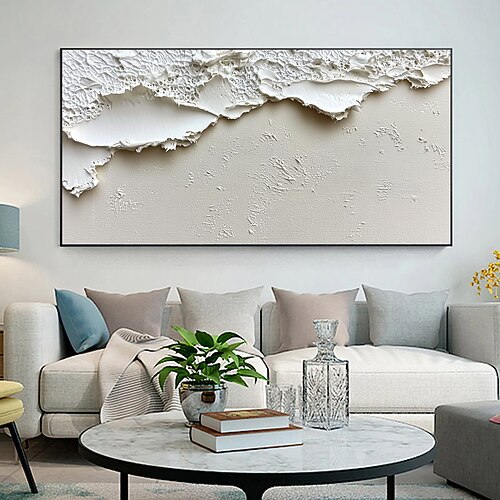 handgemachtes originales dickes strukturiertes Strand-Ölgemälde auf Leinwand, abstrakte minimalistische Meereswellen-Wandkunst für die Inneneinrichtung mit gespanntem Rahmen ohne Innenrahmen Image