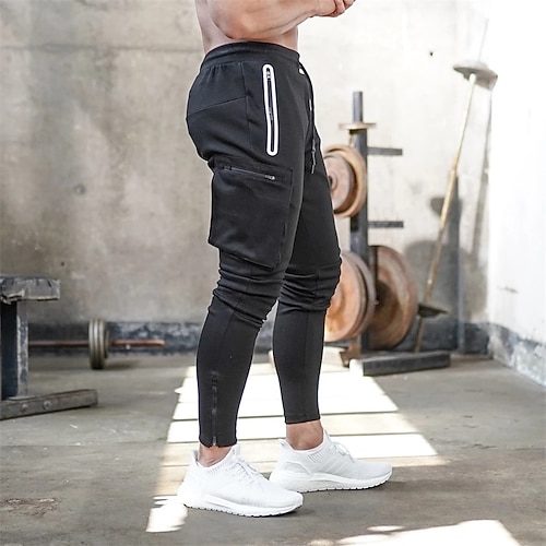 Herren Jogginghosen Jogginghose Laufhosen Sporthose Fitnesshose Kordelzug Tasche Handtuchschlaufe Elastischer Bund Hosen Innen Outdoor Sport Outdoor Sommer Schnelltrocknend Leicht Weich Marathon Image