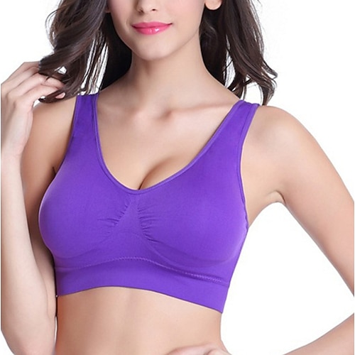 Damen Leichte Unterstützung Sport Bustier bh Sport-BH Bustier Rückenfrei BH-Oberteil Gefüttert Fitness Freizeit Sport Laufen Atmungsaktiv Leichtgewichtig Weich Dunkelrosa Melonen-Rot Schwarz Einfarbig Image