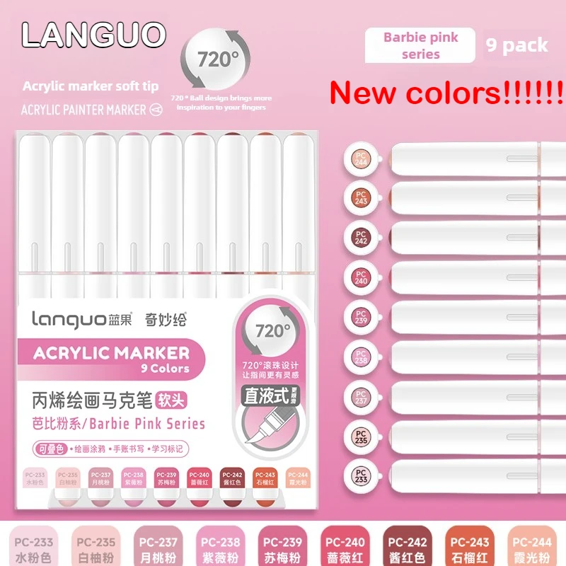 Languo 288/9 couleurs couleurs liquides directes stylos de peinture acrylique pinceau marqueur stylo pour peinture sur roche pierre bricolage Art fournitures papeterie
