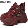AUTUSPIN 10 cm Versteckte Keile Plattform Frauen Schuhe Winter Herbst Retro Ins Beliebte Damen Vulkanisierte Turnschuhe Weibliche Größe 34-39