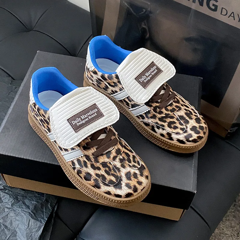 Mode Leopard Schuhe frauen Leder Casual Schuhe Flache Trend Schuhe Für Frauen Komfort Skateboard Schuhe Frauen Chaussures Femme
