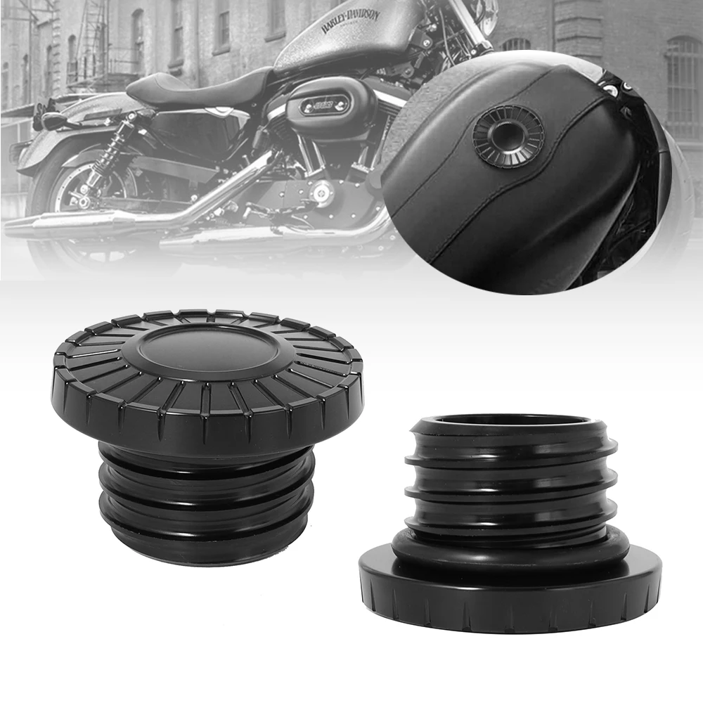 Motorrad CNC Aluminium Kraftstoff Gastank belüftet dekorative Öl kappe für Harley Touring Road King Softail Dyna Sportster XL Image