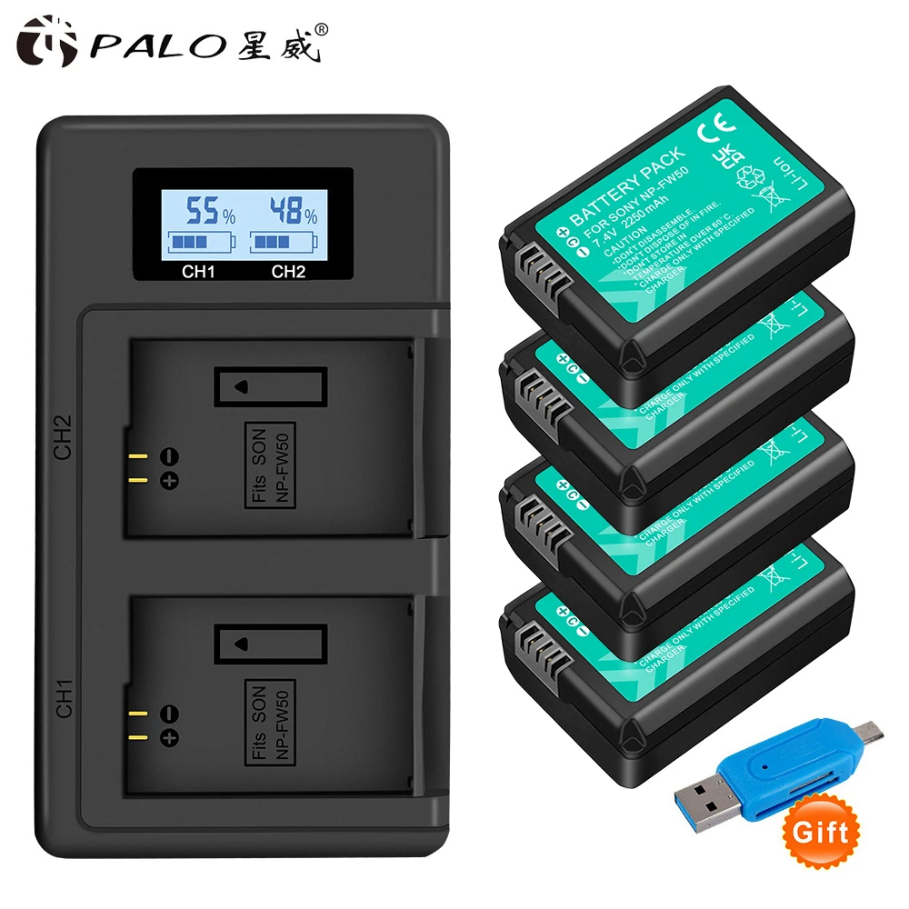 PALO Np fw50 NP-FW50 batterie für sony alpha a6500 a6400 a6300 a6000 a5000 a3000 NEX-3 a7 a7m2 a7r 7 sm2 7 m2 a33 a35 a37 a55 Image