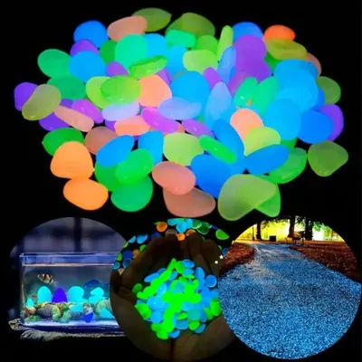 100Pcs Glow in the Dark Garden Pebbles For Sidewalk Garden Terrace Lawn Garden Patio Fish Tank