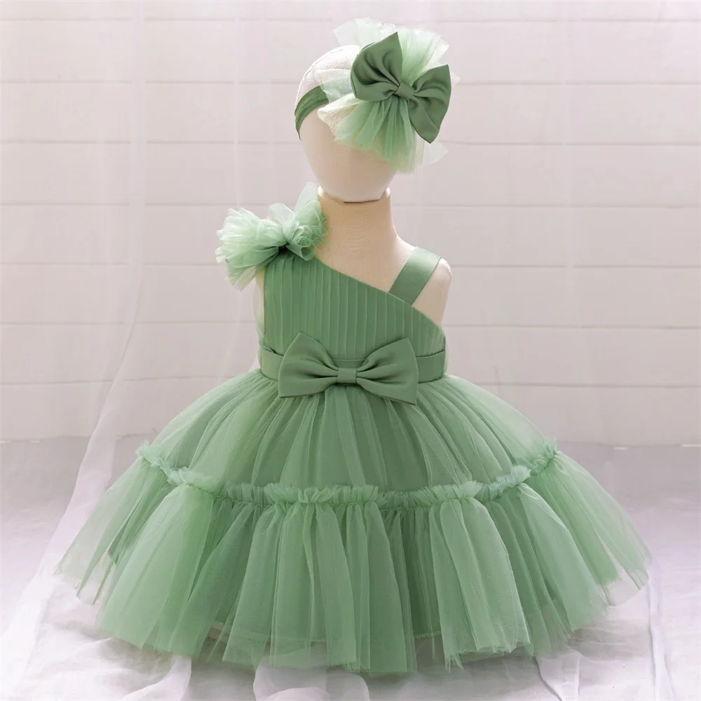 Baby Mädchen Avocado 2 stücke Sommer Hochzeits kleid Party Tutu Kleider für Mädchen Kleinkind Spitze Luxus Geburtstags kleidung Kinder Abendkleid Image