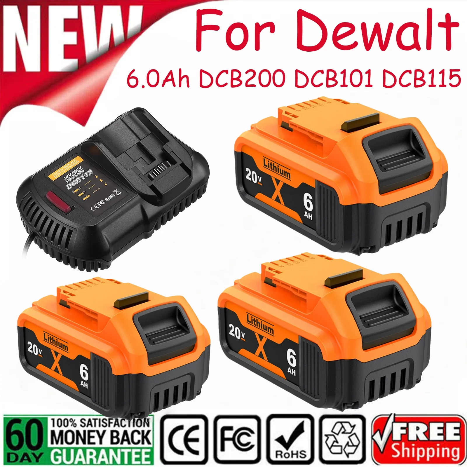 Battool Original 7.5ah Batterie für Dewalt DCB200 Ersatz Li-Ionen Batterie für dcb205 dcb201 dcb203 Elektro werkzeug Batterien Image