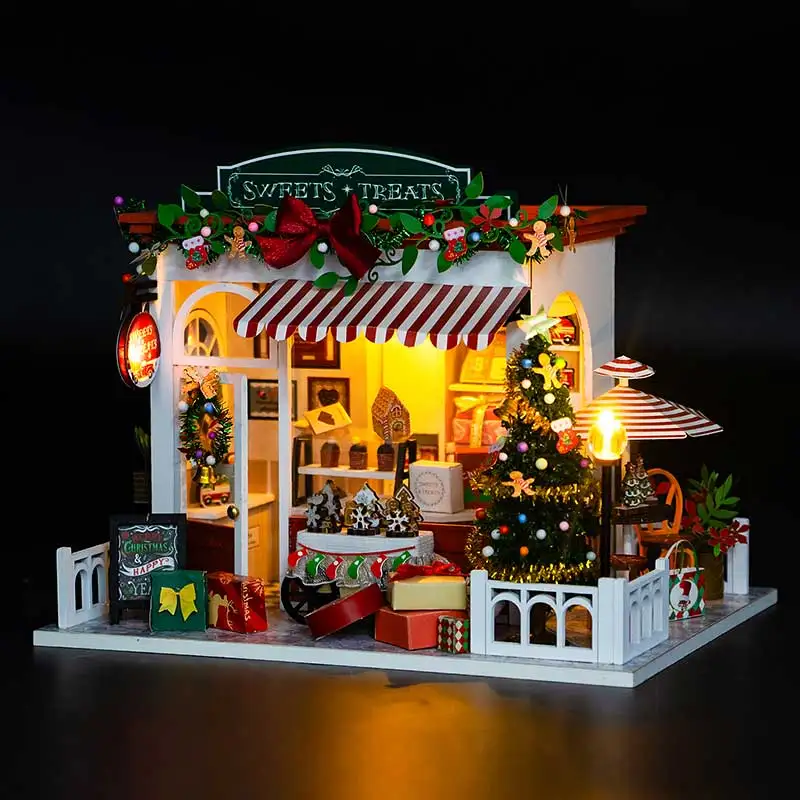 DIY Holz Puppenhaus 3D Puzzle Handgemachte Montage Modell Gebäude Zimmer Schlafzimmer Puppenhaus Spielzeug Für Geburtstag Weihnachten Weihnachten Geschenke