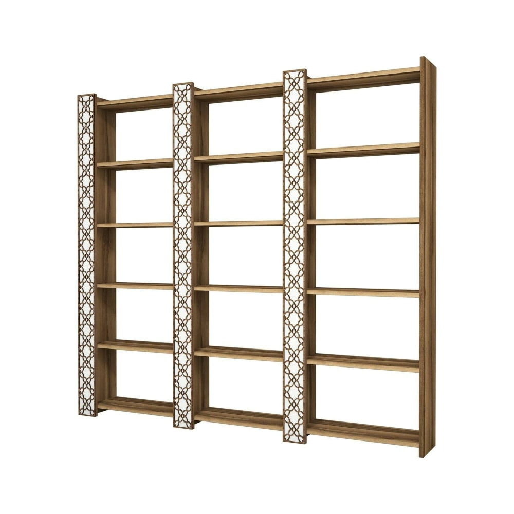 Bibliothèque effet bois beige, blanc 185x24 cm