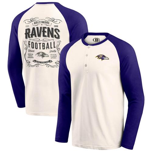 Cremefarbenes/lila Baltimore Ravens Raglan Henley-T-Shirt aus der Darius Rucker Collection von Fanatics für Herren