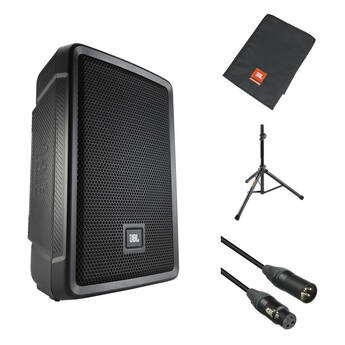 JBL IRX108BT Powered Portable Speaker Kit with Cover, Speaker Stand, and Cable IRX108BT