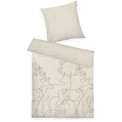 Wendebettwäsche TOM TAILOR HOME "Lennart in Gr. 135x200, 155x220 oder 200x200 cm, ideal für Weihnachten", beige (natur), B/L: 135cm x 200cm, , Flanell, B/L: 80cm x 80cm, Flanell, Obermaterial: 40% Baumwolle, 35% Polyester, 25% Viskose, Bettwäsche,... Image