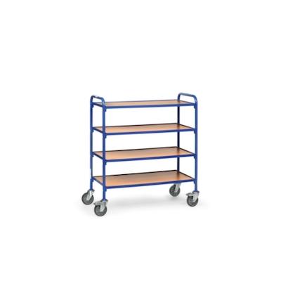Fetra Etagenwagen, Tragl. 250kg, 4 Etage(n), Ladefl. LxB 940x470mm, Holzböden, RAL5007 Image