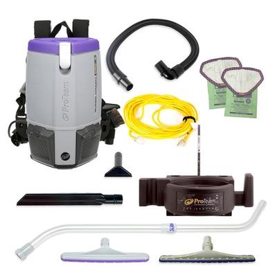 ProTeam Super Coach Pro 6 Large Retail Space Backpack Vacuum with Xover Multi-Surface Telescoping Wand Tool Kit, 20 inch JetSweep Floor Tool and Vac Station #107497