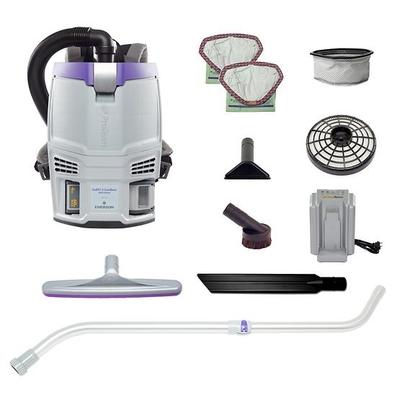 ProTeam GoFit 3 Cordless 4Ah 3 qt. Commercial Backpack Vacuum #107774 with Xover Multi-Surface Telescoping Wand Tool Kit #107100