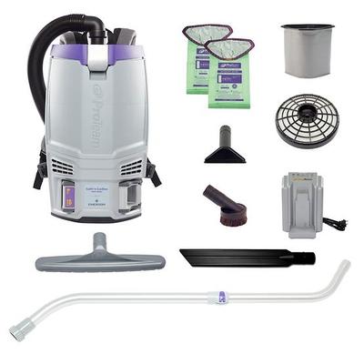 ProTeam GoFit 6 Cordless 8Ah 6 qt. Commercial Backpack Vacuum #107795 with Xover Performance Telescoping Wand Tool Kit #107099