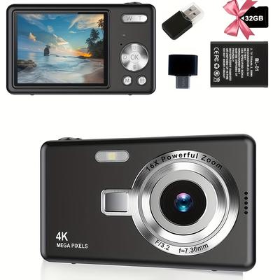 TEMU 12 Mp 16x 1080p Vlog Camera Digital Camera, 2.4-inch Tft Screen, Fhd, Compact And Portable Dslr Camera