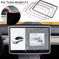 Per Tesla Model 3 Y Telaio protettivo in silicone Copertura del bordo Controllo centrale Accessori per auto Protezione dello schermo di navigazione Rosa Bianco