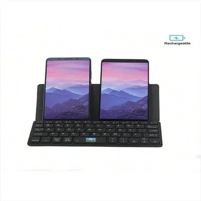 JOMAA Folding Phone Keyboard,Portable Rechargeable Keyboard Foldable Bluetooth Wireless Keyboard with Stand Holder