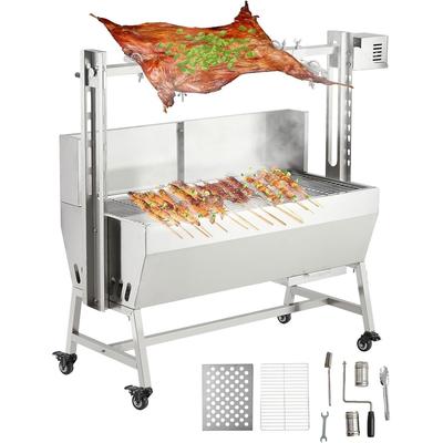 Stainless Steel Automatic Rotisserie Grill with Wind Screen, 37in 132LB Capacity