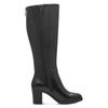Stiefel TAMARIS, Damen, Gr. 37, Varioschaft, schwarz, Leder, Lederimitat, unifarben, klassisch, Schuhe, Blockabsatz, Langschaftstiefel mit Ziernähten