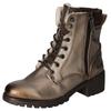 Schnürboots MUSTANG SHOES, Damen, Gr. 38, gold (gold used), Lederimitat, used, casual, Schuhe, Schnürstiefelette, Blockabsatz, in Metallic-Optik, schmale Form