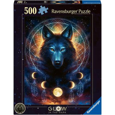 Puzzle RAVENSBURGER "Glow in the Dark, Leuchtender Wolf" Puzzles bunt Kinder Made in Germany; FSC - schützt Wald weltweit