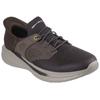 Slip-On Sneaker SKECHERS "SLADE", Herren, Gr. 40, braun (braun, dunkelbraun), Leder, Textil, Synthetik, casual, Schuhe, Komfortschuh mit komfortablem Heel Pillow™ Fersenkissen
