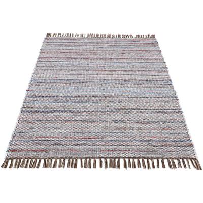 Teppich CARPETFINE "Kelim Chindi, Wendeteppich", braun, B:120cm H:6mm L:170cm, Baumwolle, Polyester, Teppiche, Fransenteppich, handgewebt, Fleckerlteppich mit Fransen, auch vielen in Läufergrößen Image