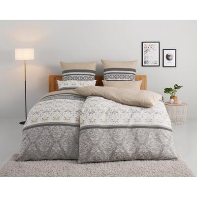 Bettwäsche HOME AFFAIRE "Cremona", beige, B/L: 155cm x 220cm, , Polycotton recycelt, B/L: 80cm x 80cm, Polycotton recycelt, Obermaterial: 60% Baumwolle, 40% Polyester, Bettwäsche, romantische Bettwäsche in verschiedenen Qualitäten, ab Gr. 135x200 cm Image
