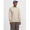 Sweatshirt JACK & JONES "JJEBRADLEY GRAPHIC SWEAT CREW NOOS", Herren, Gr. M, gelb (moonbeam), angeraute Sweatware, Obermaterial: 100% Baumwolle, bedruckt, modisch, relaxed fit taillenbedeckt, Rundhals, Langarm Rippbündchen, Sweatshirts, mit Front...