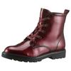 Schnürboots TAMARIS, Damen, Gr. 39, rot (bordeaux), Lacksynthetik, glänzend, modisch, Schuhe, Blockabsatz, Schnürstiefelette in veganer Verarbeitung