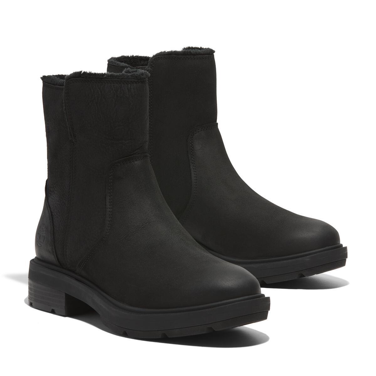 Winterstiefelette TIMBERLAND "BRIMFIELD MID WARM LINED BOOT", Damen, Gr. 37, schwarz (schwarz full grain), Leder, Schuhe, Winterstiefel, Winderboots, Winterschuhe, gefüttert