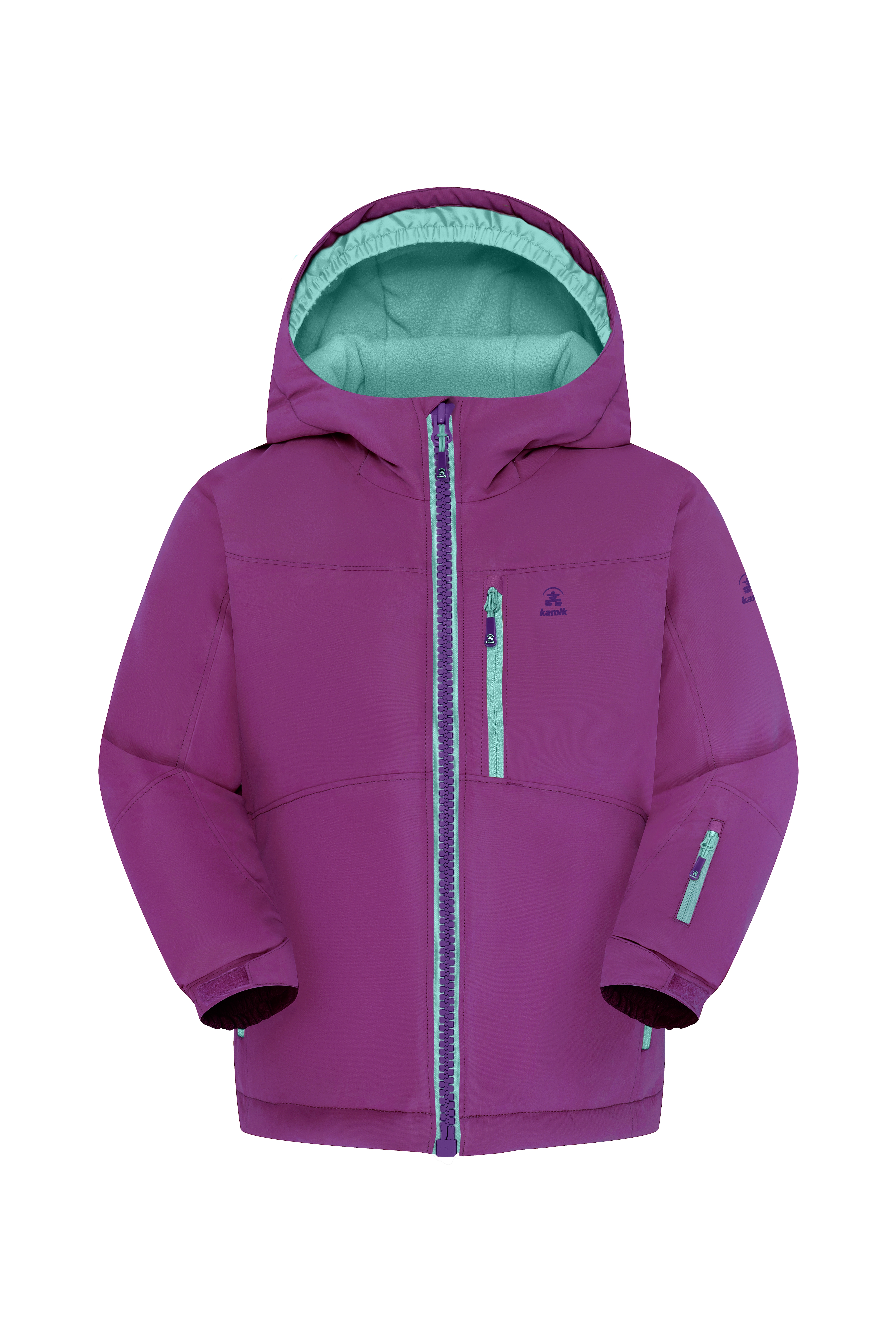 Winterjacke KAMIK, Kinder, Gr. 164, lila (orchid), Softshell, Obermaterial: 100% Polyester. Futter: 100% Polyester. Wattierung: 100% Polyester, unifarben mit Farbeinsatz, hoch geschlossener Ausschnitt, eingesetzt eingefasste Kante mit... Image