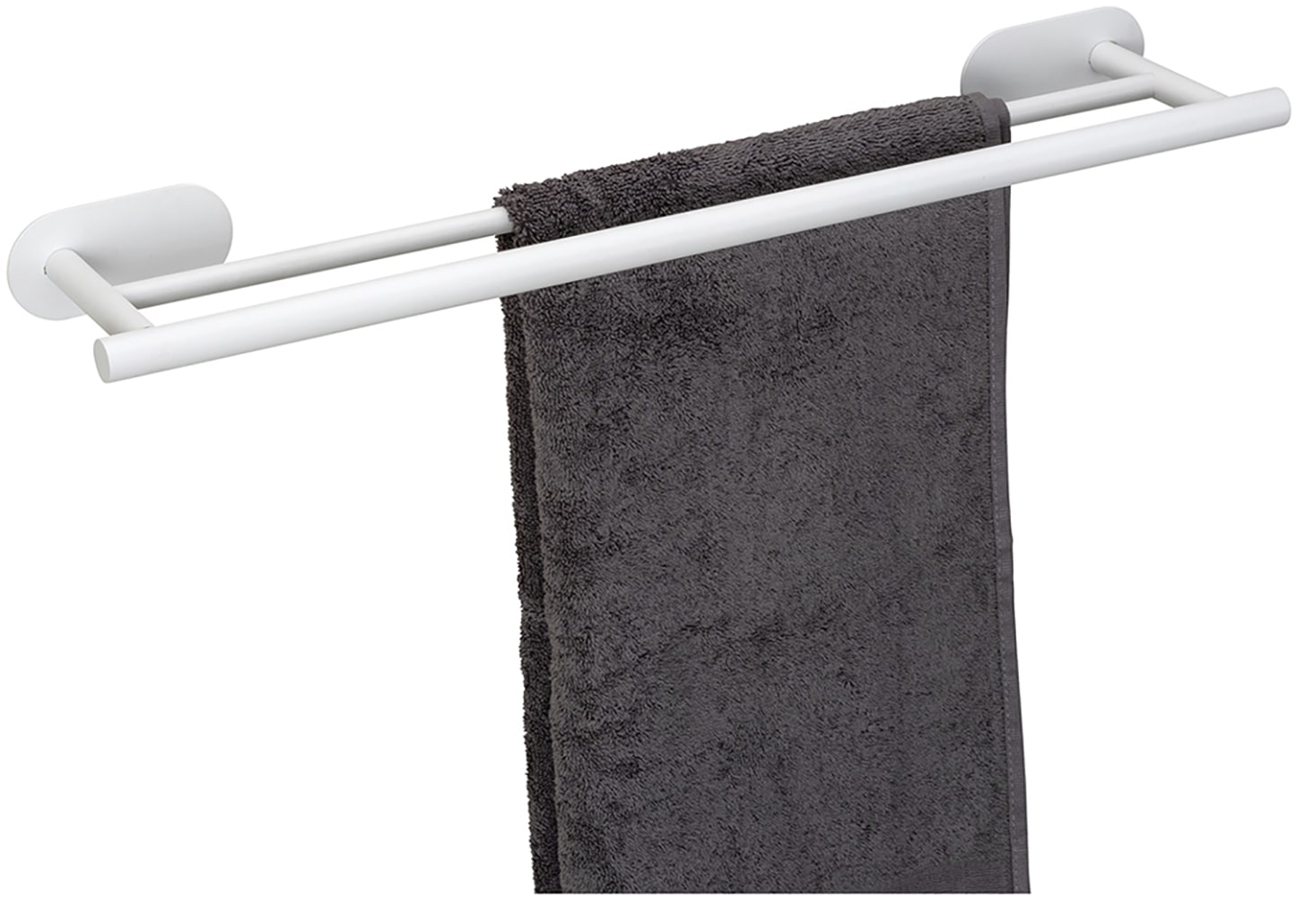 Doppelhandtuchhalter WENKO "Turbo-Loc Modell Duo Orea", weiß, B:60cm H:4,5cm T:12cm, Edelstahl, Handtuchhalter, aus Edelstahl, Befestigen ohne Bohren, 60 cm