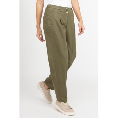 Stoffhose RECOVER PANTS "Peggy", Damen, Gr. 40, Normalgrößen, grün (oliv), 40% Baumwolle;37% Polyester;20% Modal;3% Elasthan, unifarben, relaxed fit lang, Hosen, mit Formbund Image