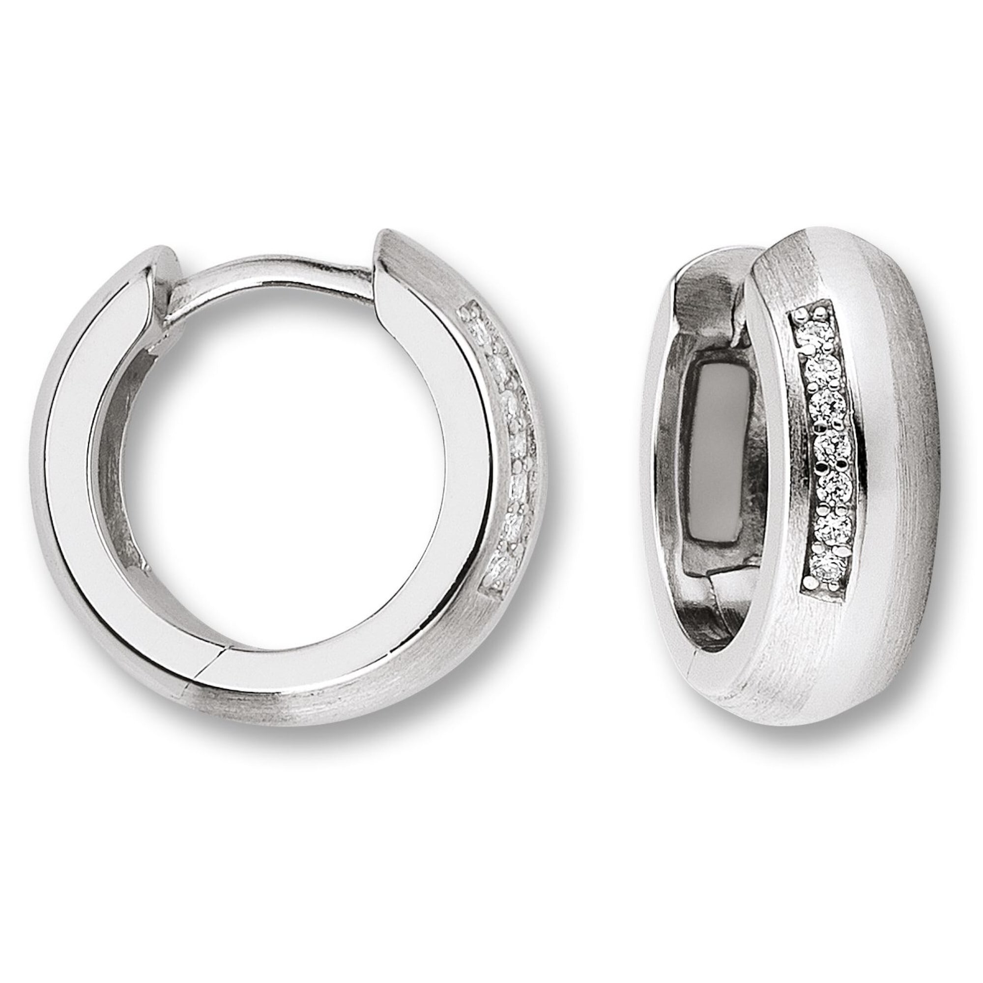 Paar Creolen ONE ELEMENT "Zirkonia Ohrringe Creolen aus 925 Silber", silber, Ohrringe, Damen, Damen,mit Zirkonia, Silber 925 (Sterlingsilber), Symbolische Note – harmonisch gestaltet mit Liebe zum Detail