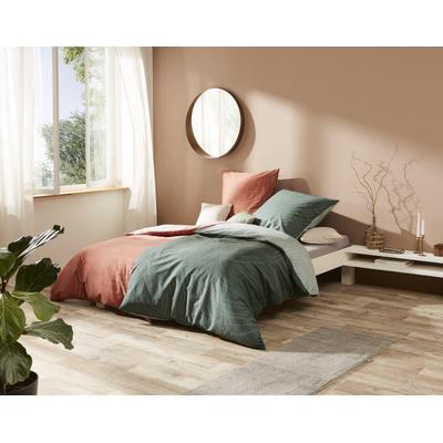 Wendebettwäsche KAEPPEL "Jaro, in Gr. 135x200, 155x220 oder 200x200 cm", orange (terra), B/L: 140cm x 200cm, , Mako-Satin, B/L: 70cm x 90cm, Mako-Satin, Obermaterial: 100% Baumwolle, Bettwäsche, mit Reißverschluss, 100% Baumwolle, Bettwäsche mit... Image