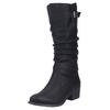 Winterstiefel RIEKER, Damen, Gr. 39, Normalschaft, schwarz, Lederimitat, unifarben, klassisch, Schuhe, Langschaftstiefel, Blockabsatz, Innenreißverschluss, slouchy Schaft