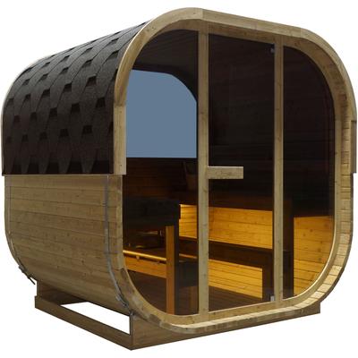 SANOTECHNIK Sauna "»HANKO« Außensauna" Saunen geeignet für 6 Personen, Fichetnholz Gr. Saunaofen, 8 kW, braun (holz)