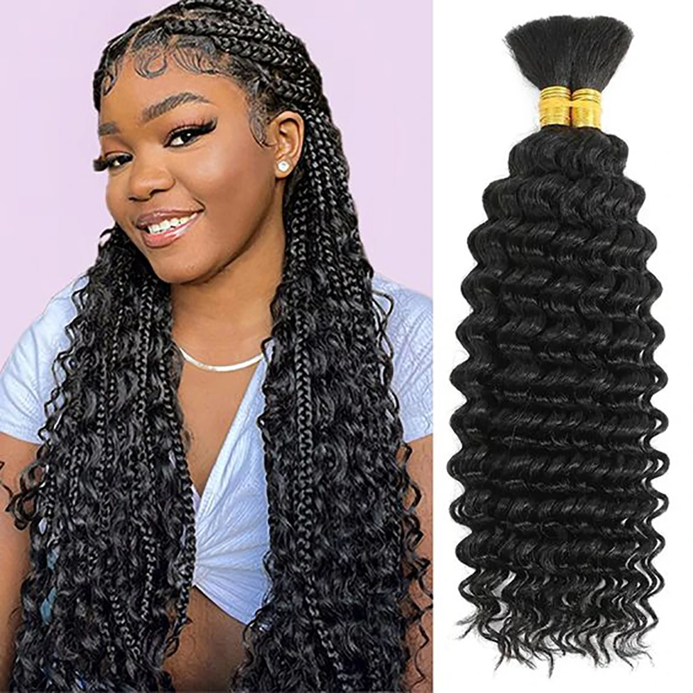 Capelli intrecciati umani per trecce Boho Capelli intrecciati per capelli umani 100g Capelli ricci Boho per intrecciare senza nodi 12A Capelli sfusi a onde profonde