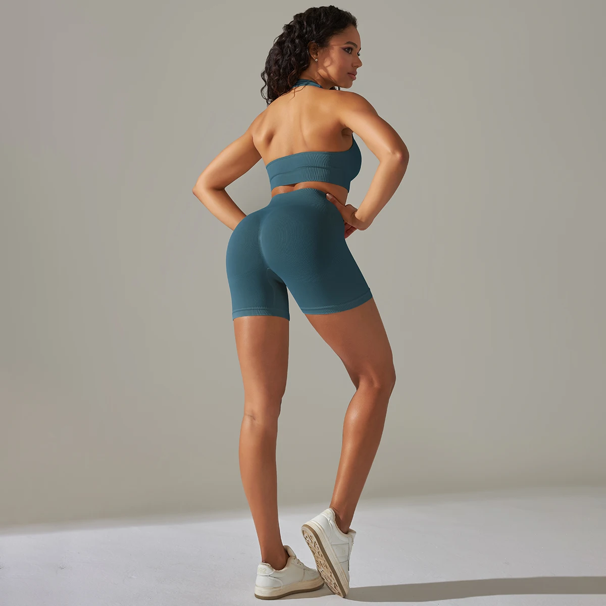 Yoga Shorts Set Frauen Sport bekleidung nahtlose Yoga Set sexy Sport BH Tops Anzüge mit Shorts Fitness Fitness Kleidung ärmellose Tracksu Image
