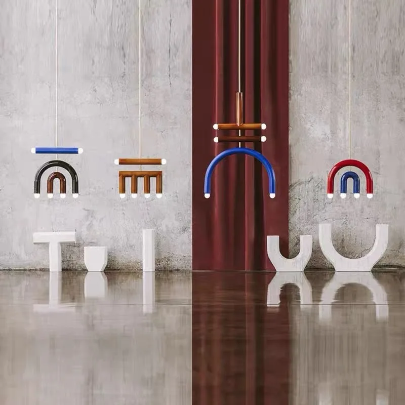 Nordische kreative U-förmige Regenbogen Kronleuchter moderne Schlafzimmer Wohnzimmer Kinderzimmer LED Pendel leuchte Wohnkultur Leuchten