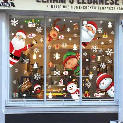 Weihnachten Wanda uf kleber Fenster Aufkleber Santa Claus Schneeflocke Elch Glas Aufkleber PVC Image
