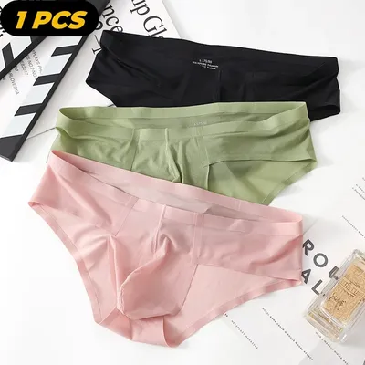 1 Stück Männer sexy Eis Seide nahtlose Unterhose niedrige Taille u konvexe Tasche Dessous Image