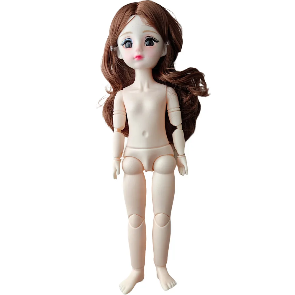 Sexy Face Gaze Desire Eyes 30cm Nude ​ Puppenmädchen-Körper 1/6 mit Kopf, braun, golden, langes Haar, Bjd-Puppe 23, bewegliche Gelenke, Geschenkspielzeug