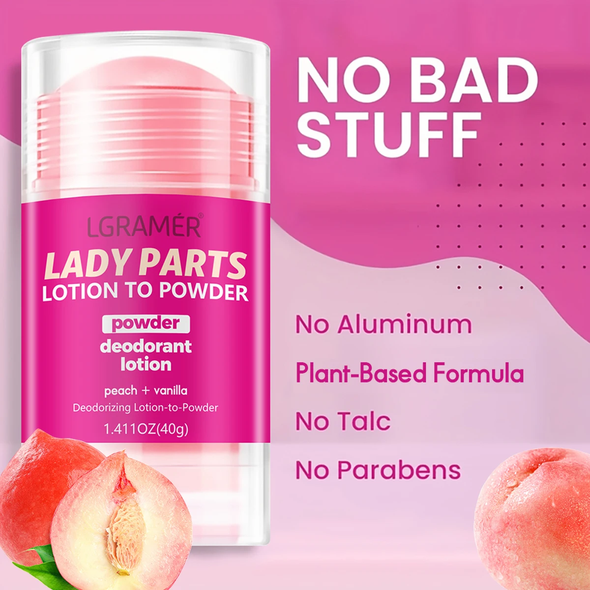 Damen-Pfirsich-Vanille-Deodorant-Lotion, mehrere Früchte, Parfüm, aufregende, anmutige Atmosphäre, langanhaltender Duft, Hautpflege Image