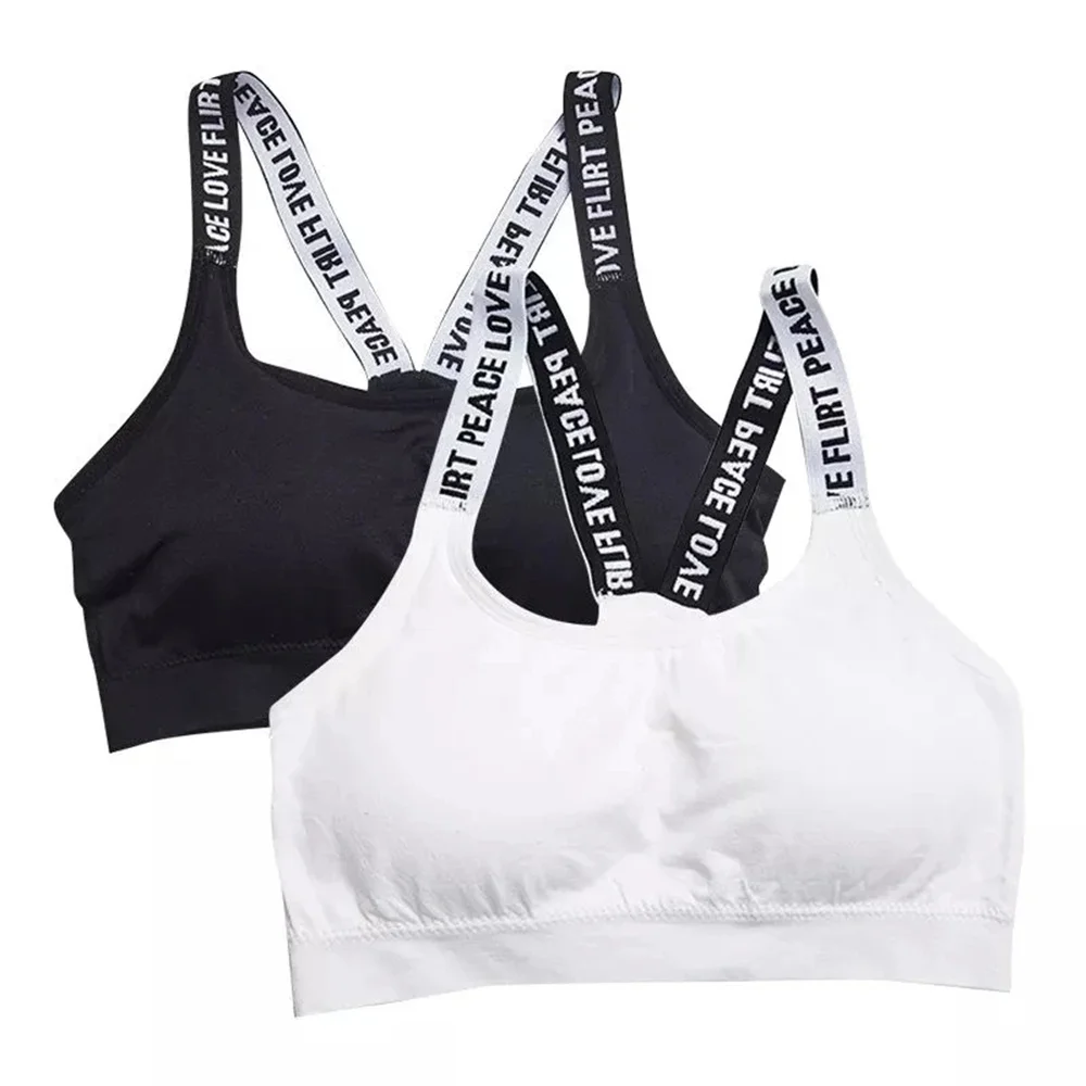 1PCS Englisch Alphabet Sexy Komfortable Schulter Gurt Eingewickelt Brust Und Lappen Nahtlose Randlose Mädchen Anti Licht Sport Unterwäsche Image