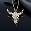 Mode Hip-Hop Street Tide Männer Nachahmung Kuh Knochen Halskette Retro Bully Paket Gold Kuhkopf großen Anhänger Party Zubehör