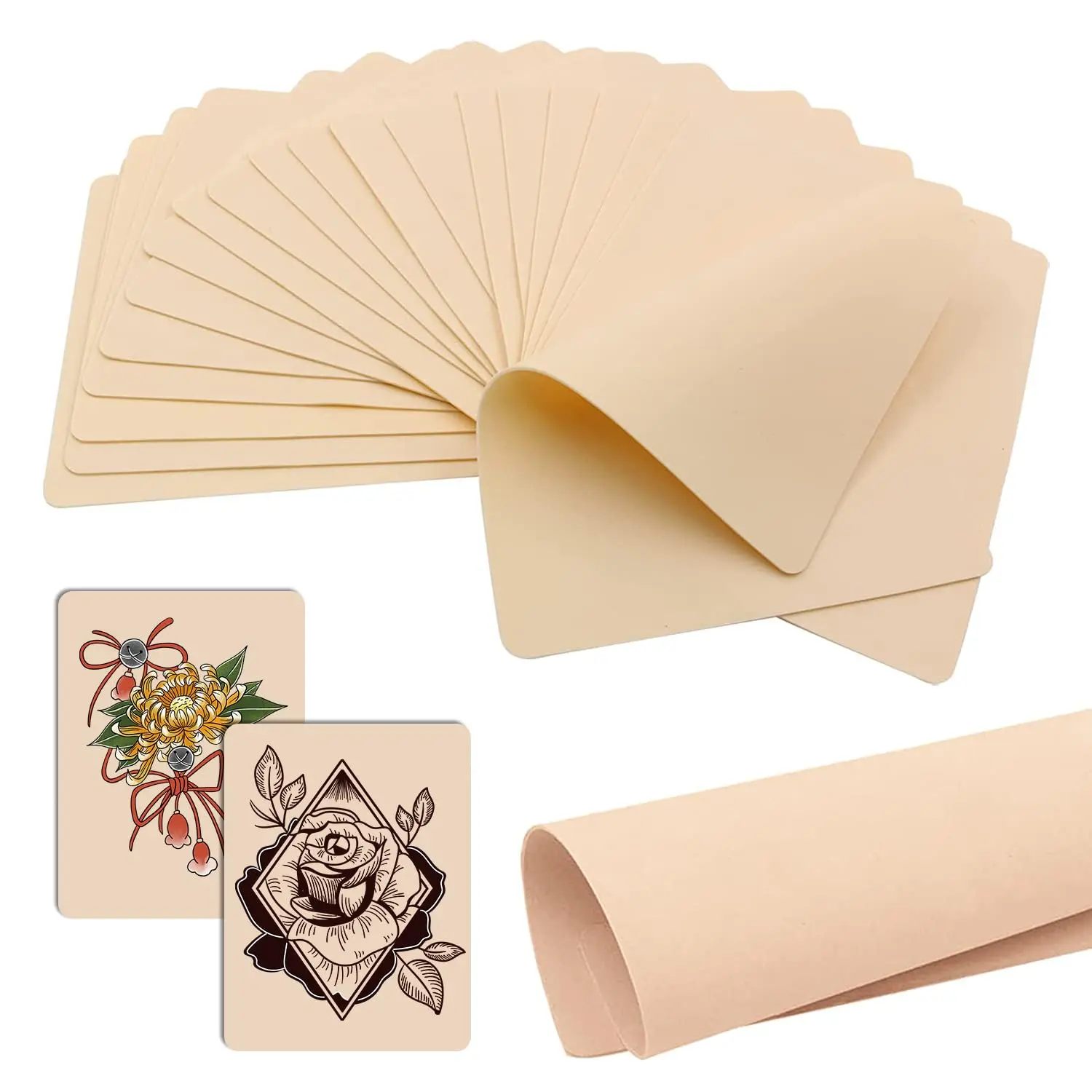 1-100PCS Tattoo Blank Praxis Haut Augenbraue Farbe Doppel Seite Synthetische Leder Rosa Tattoo Anfänger Gefälschte Haut Übung werkzeug Image